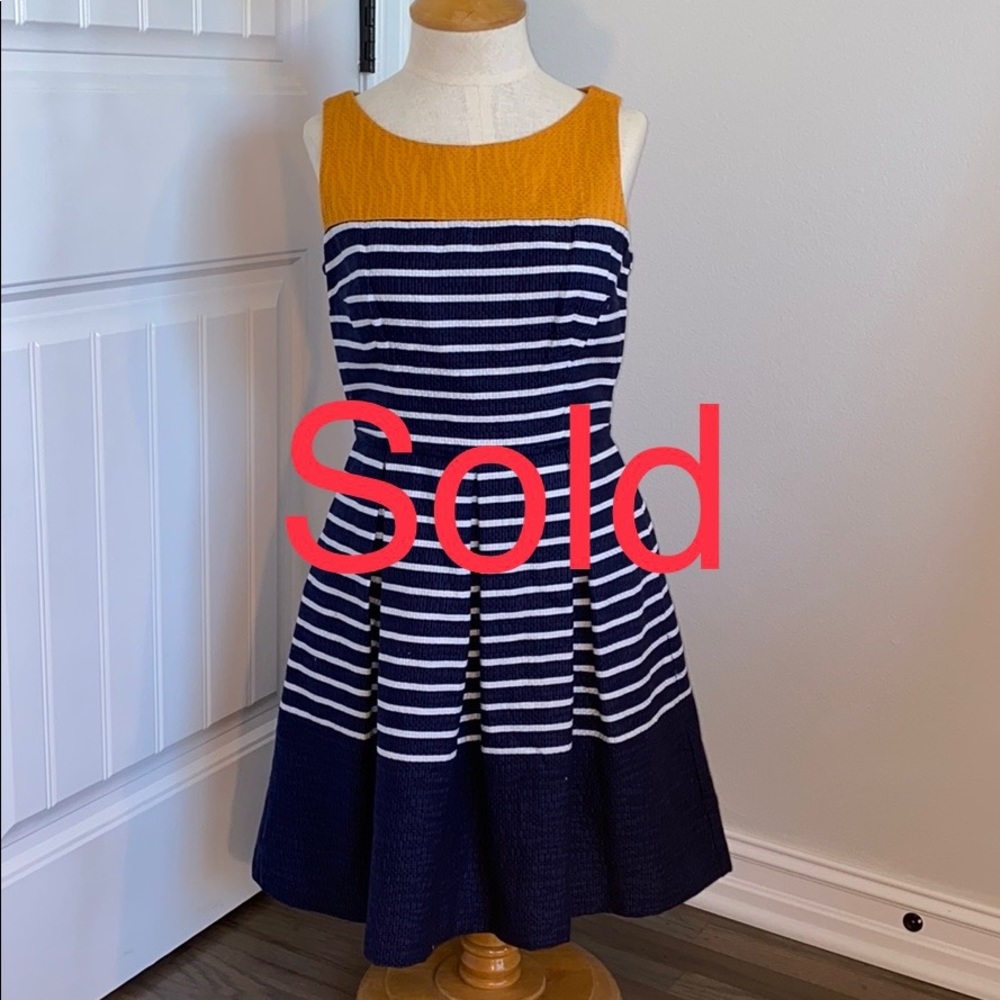 Just Taylor striped, pleated dress, size 8